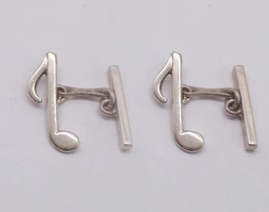 Boutons de Manchette Avec Note Musicale en Argent 925 - Croma - Chemise - - Picture 1 of 2