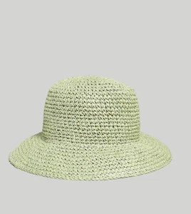 Madewell $48 Straw Bucket Hat in Forgotten Landscape Green Size M/L NE852 - Picture 1 of 4