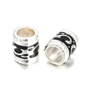 50xSilver Alloy European Large Hole Beads Metal Tube Stopper Bead Spacer 8.5x7mm - Picture 1 of 2