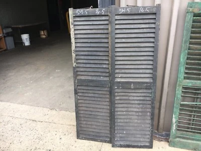 Persiana victoriana con persianas PaiR siglo XIX MAINE 54,5" hx 16,5" con Foto 1 de 4