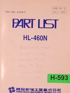 Hwacheon HL-460N Parts Lists Manual 1997 - Imagen 1 de 2