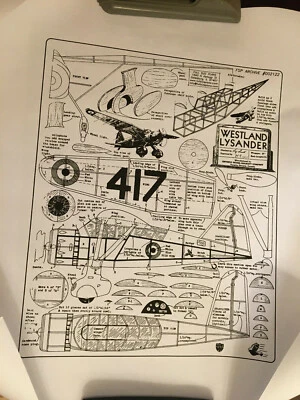 Model Airplane Plans, Westland Lysander, FSP Archive Full Size Plans - Image 1 of 4