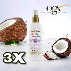 3X OGX Haarspray Flexibler Halt mit Kokosöl (3X 177ml)  - Bild 1 von 3