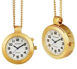 HALSBAND Goldene Sprechende Uhr Anhänger UMHÄNGEUHR DAMEN Taschenuhr Seniorenuhr - Bild 1 von 1
