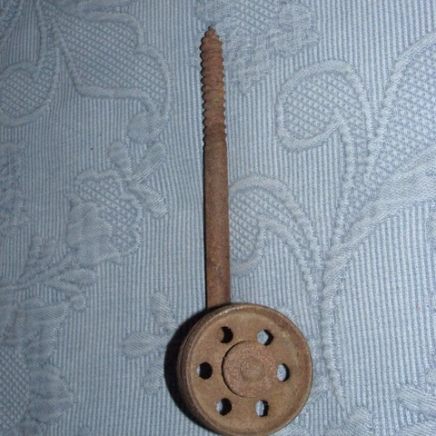 Antique Victorian Cast Iron Furniture Caster 2 1/4 Inch Wheel & Attached Screw Cover