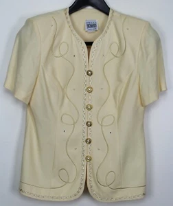 R & M RICHARDS Size 8P Petite Women's Suit Short Sleeve Jacket & Skirt Yellow - Picture 1 of 6