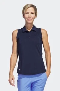 New adidas Women's Ultimate365 Solid Sleeveless Golf Polo Shirt HS3137 Navy - XS - Picture 1 of 4