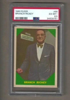 1960  FLEER  BRANCH  RICKEY  #  55   PSA  6.5 - Image 1 of 2