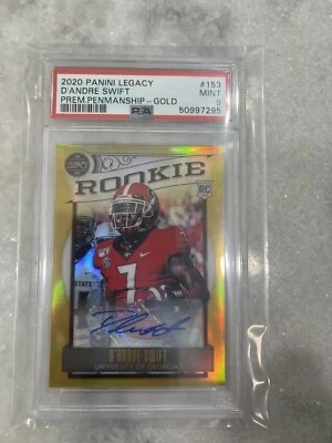 D’andre Swift 2020 Panini Legacy Premium Penmanship Gold Auto /10 Rookie PSA 9 - Image 1 of 2