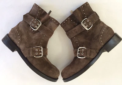 Новый Jimmy Choo Blyss женщин 35 мотоцикла Moto боя ботинки замшевые запонки коричневый 35 - Изображение 1 из 4