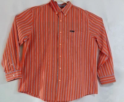 Chaps Orange Striped Easy Care Long Sleeve Button Down Dress Shirt  Mens XLarge - Image 1 of 4