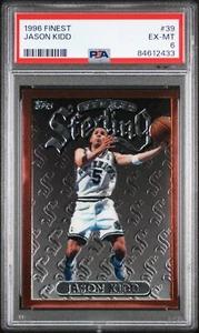 Topps Finest Jason Kidd 1996 esterlina PSA 6 Dallas Mavericks #39 común - Imagen 1 de 2