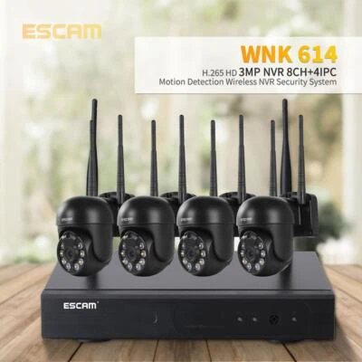 KIT ESCAM Sistema de Vigilancia 8 canales NVR + 4 piezas 2MP HD bola WIFI IP PTZ Cámaras  Foto 1 de 4