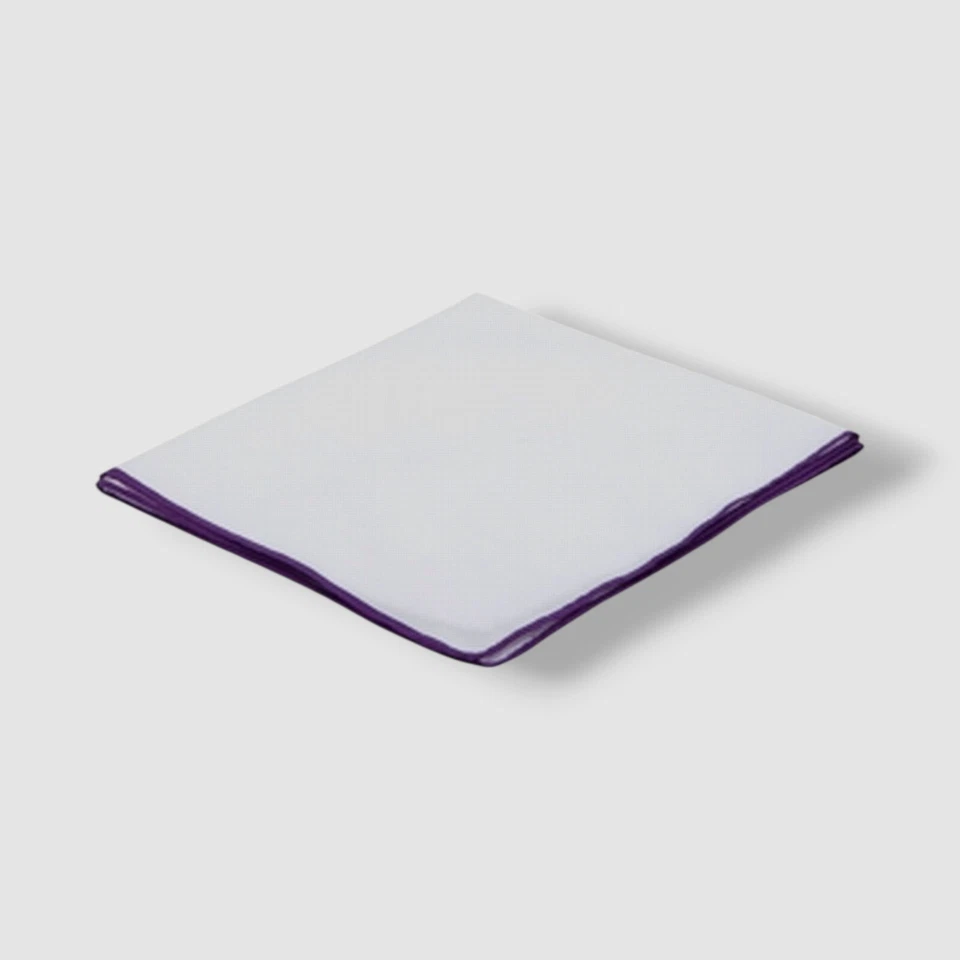Cuadrado de bolsillo de algodón con borde púrpura color blanco para hombre Ryan Seacrest Distinction Foto 1 de 1