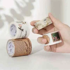 Vintage Stamp Letter Die-cut Washi Tape Set 5M Journaling Handmade Masking Tapes - Picture 1 of 6