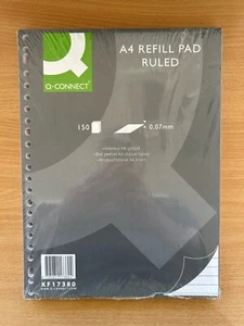 A4 REFILL PAD 150 SHEETS RULE LINED WRITING HOLE-PUNCHED PAPER RULED 90GSM - Picture 1 of 1