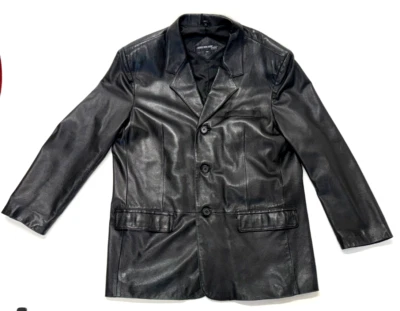 Jones New York Mens 44 R Jacket Black Soft Genuine Lamb Leather  Blazer Coat - Image 1 of 4