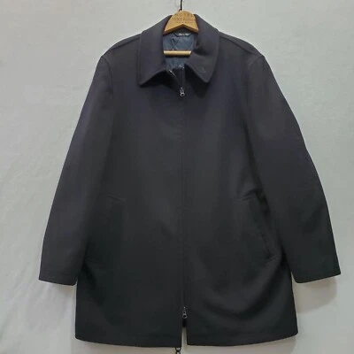 Black Italian Hathaway Platinum Wool & Cashmere A-Line Men's Coat Large - Image 1 of 4