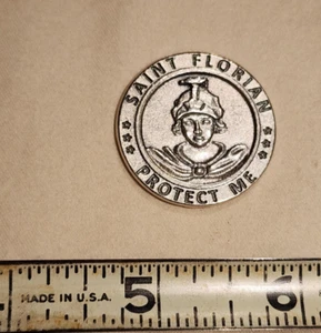 Taschenmünze Feuerwehr Schutz Schutzpatron Hl. Florian mit Gebet silberfarben - Bild 1 von 2