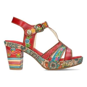 Nellao 26 ~ Red LAURA VITA UK Sandal Summer Beach Shoes Heels Holiday - Picture 1 of 7