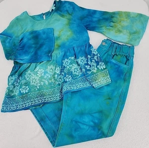 Women's Ice Tie Dye Outfit Miami Shirt Small H&M Jeans  4 Procion Ice Tie Dyed - Picture 1 of 22