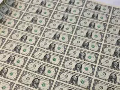 $1 One Dollar Bills Uncut Currency Sheet of 50 Notes 2017 Washington DC - $50 - Image 1 of 4