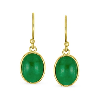 Black Onyx Green Jade Aquamarine Citrine, Peridot Oval Gemstone Drop Earrings - Image 1 of 3
