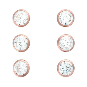 Pendiente Pendientes Plata 925 Rojo Chapado en Oro Rosa Circonita 4mm Diámetr... - Imagen 1 de 1