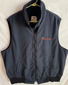 VINTAGE Budweiser Herren Weste blau bestickt durchgehender Reißverschluss Größe Large Arbeit hergestellt in den USA - Bild 1 von 6