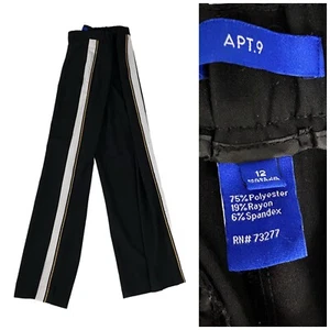 Pantalones APT 9 para mujer talla 12 negros esmoquin rayas trabajo oficina carrera deporte - Imagen 1 de 11