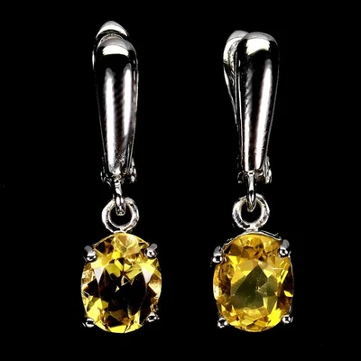 Pendientes de plata de ley 925 ovalados citrino 9x7 mm joyas de piedras preciosas naturales Foto 1 de 4