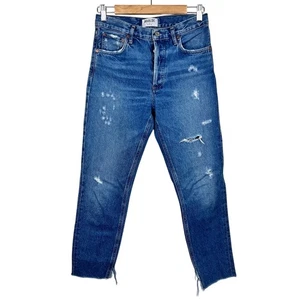 Pantalones de mezclilla Agolde Feel Good Jamie desgastados de algodón orgánico tiro alto con botones 25 - Imagen 1 de 9