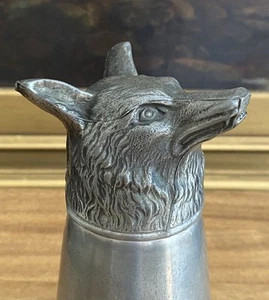 FOX HEAD Large Pewter STIRRUP CUP Vintage - Picture 1 of 9