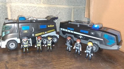 Playmobil Police Swat Wagons / Trucks 9360 & 5564 With Officers Used / Clearance - Image 1 of 4