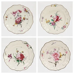4er Set antike Straßburger Französische Fayence Blumen Teller - Bild 1 von 20