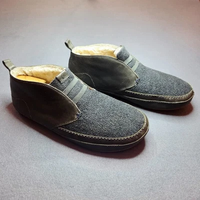 Zapatilla Olukai Moloa Mid Para Hombre’s 13 Cuero Lana Piel de Oveja Forrada Zapatos Gris Foto 1 de 4