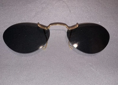 Gafas de sol vintage Polaroid doradas de metal gris lentes sin montura con clip marcos Foto 1 de 3