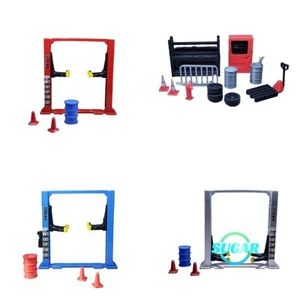 Diorama 1:64 Lifter Gantry Frame Oil Drum Tool Garage Repair Scene Display Model - Picture 1 of 39