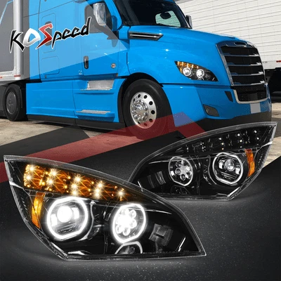 Full LED Halo DRL Gattling Projector Headlights for 18-24 Freightliner Cascadia - Image 1 of 4