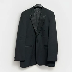 Oscar de la Renta Black Tuxedo Jacket Satin Peak Lapels Size 40R Union Made USA - Picture 1 of 13