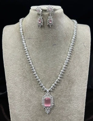 Indisch Bollywood Braut Partywear Versilbert Cz Schmuck Set Hochzeits Damen AM18 - Bild 1 von 4