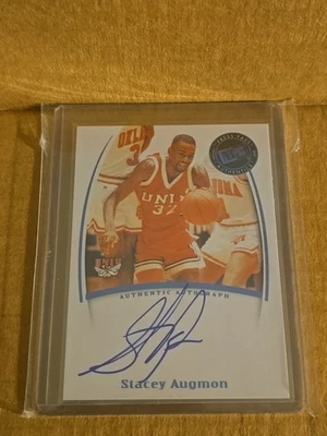 Stacey Augmon 2007 新闻通行证传奇亲笔签名 UNLV 亚特兰大老鹰队 — 第 1/4 张图片