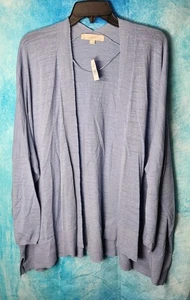 NWT Ann Taylor Loft Size (L) Blue Open Front Long Lightwight Cardigan New - Picture 1 of 5