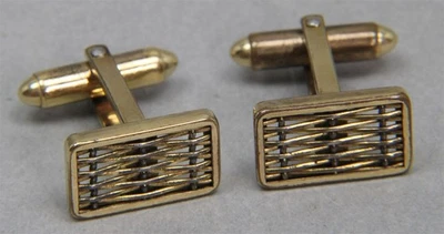 Gemelos vintage KREISLER calidad tono dorado diseño tejido abierto Foto 1 de 3