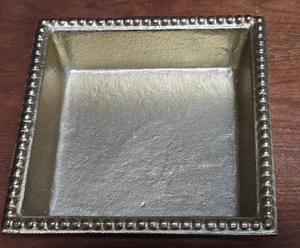 6" Gold Tone Beaded Rim Cocktail Napkin Holder 1¾" Tall Tray - Picture 1 of 9