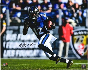 Rashod Bateman Baltimore Ravens Signed 16" x 20" Purple Running Photo - Picture 1 of 1
