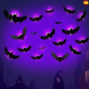  Luces de murciélago LED 3D, 24 unidades Decoración Luces LED murciélago de Ha  - Imagen 1 de 8