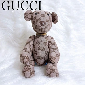 GUCCI GG Patrón Monograma Oso de Peluche Beige Lona Muñeco de Peluche Sin Caja Usado - Imagen 1 de 13