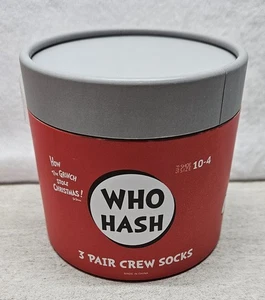 Dr. Seuss THE GRINCH Who Hash 3 Paar Crew-Socken für Kinder Größe 7-9, Schuhgröße 10-4/neu - Bild 1 von 8