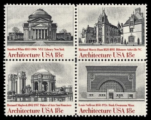 US Scott # 1931a, American Architecture, Block of (4) 1981 18¢ Stamps, MNH - Picture 1 of 1